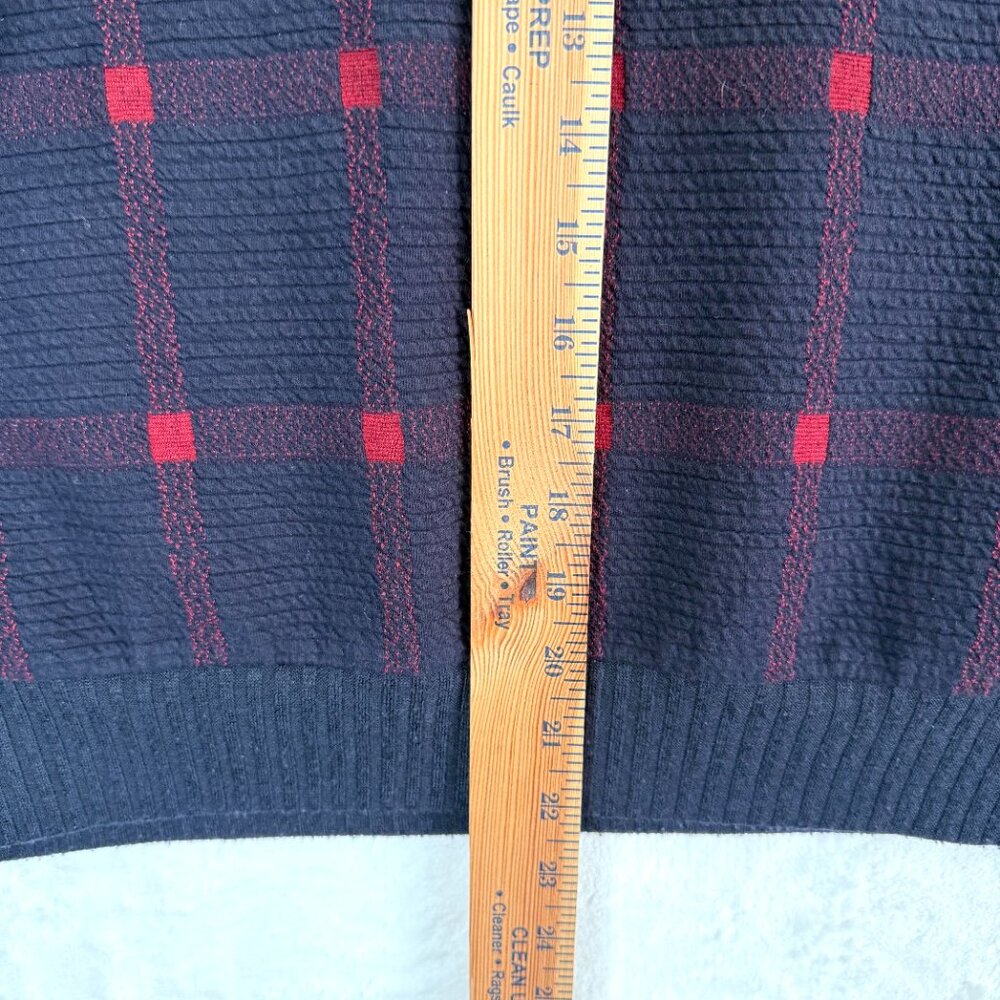 Porridge Anthropologie Mock Neck Plaid Pullover Cropped Sweater Womens S Blue - Picture 6 of 7